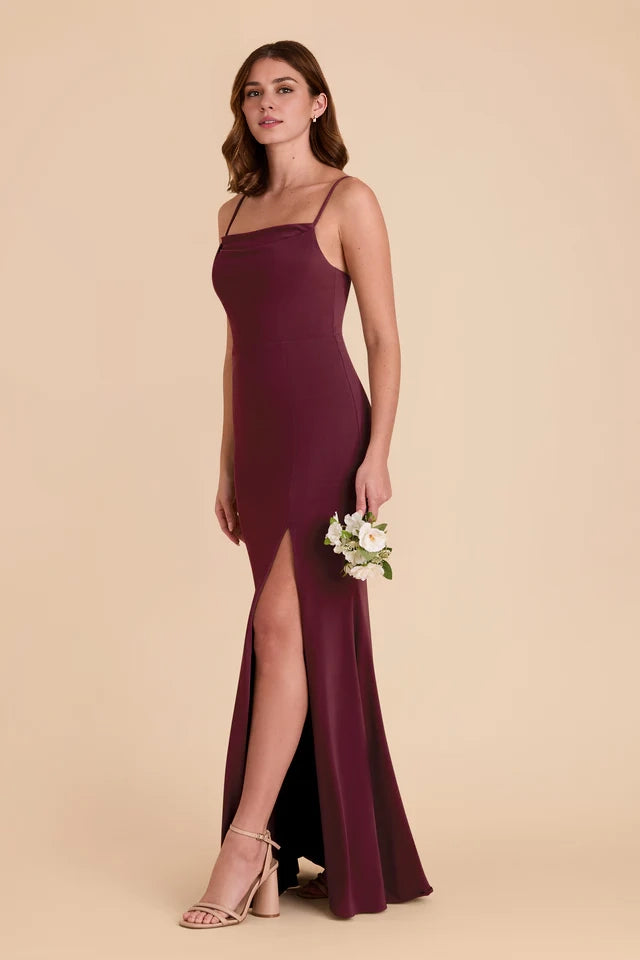 OKBBN elegant tight neck collar with slit tight corset, thin adjustable shoulder straps Prom Dresses