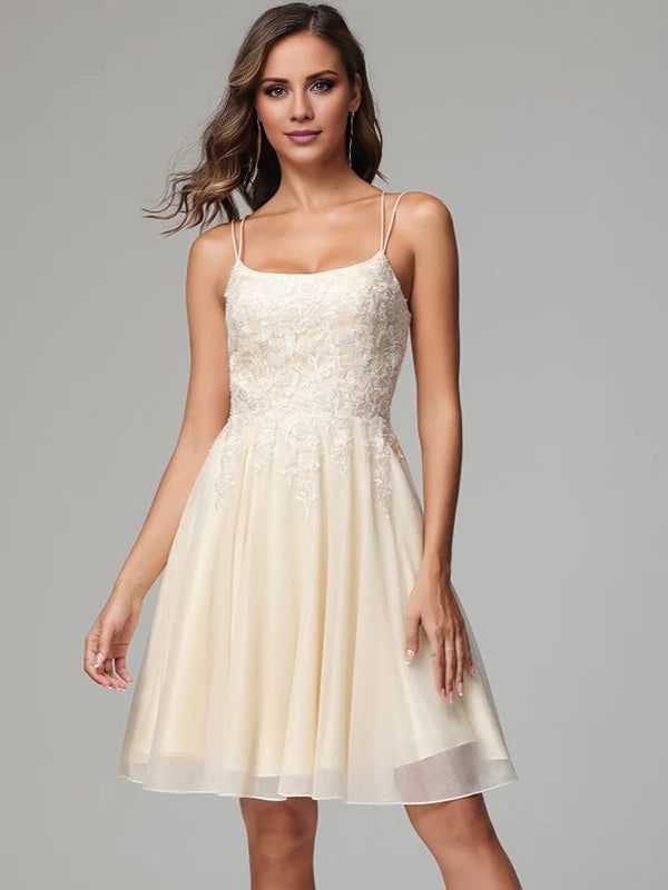 OKBBN exquisite decal A-line thin shoulder strap short style thin shoulder strap A-line silhouette Homecoming Dresses