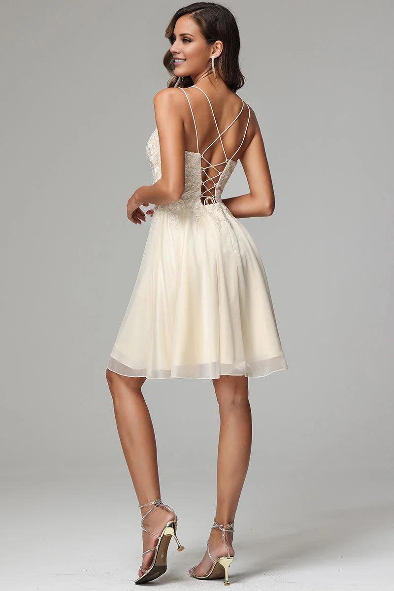 OKBBN exquisite decal A-line thin shoulder strap short style thin shoulder strap A-line silhouette Homecoming Dresses