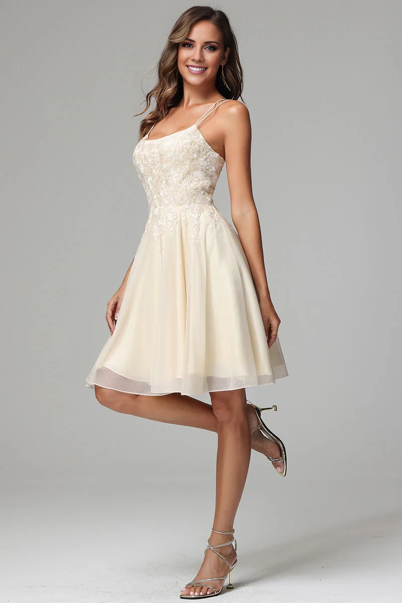 OKBBN exquisite decal A-line thin shoulder strap short style thin shoulder strap A-line silhouette Homecoming Dresses