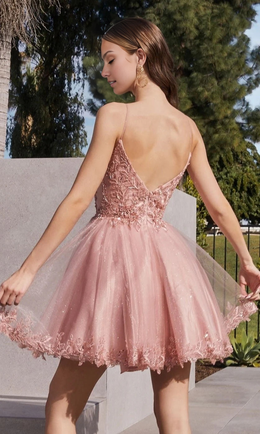 OKBBN exquisite embroidered rolled edge semi formal A-line heart-shaped neckline tight corset Homecoming Dresses