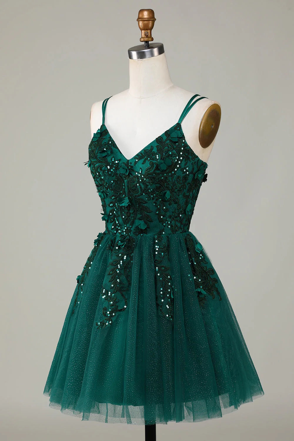 fashion A-line thin shoulder strap short bead Homecoming Dresses