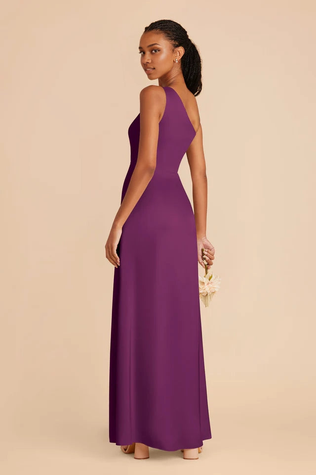 OKBBN fashionable and sexy single shoulder collar fully lined matte satin slit and floor trumpet shaped fish tail Prom Dresses