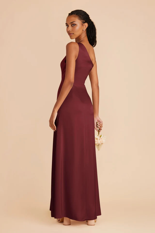 OKBBN fully lined, slit and floor single shoulder collar trumpet shaped fish tail Prom Dresses