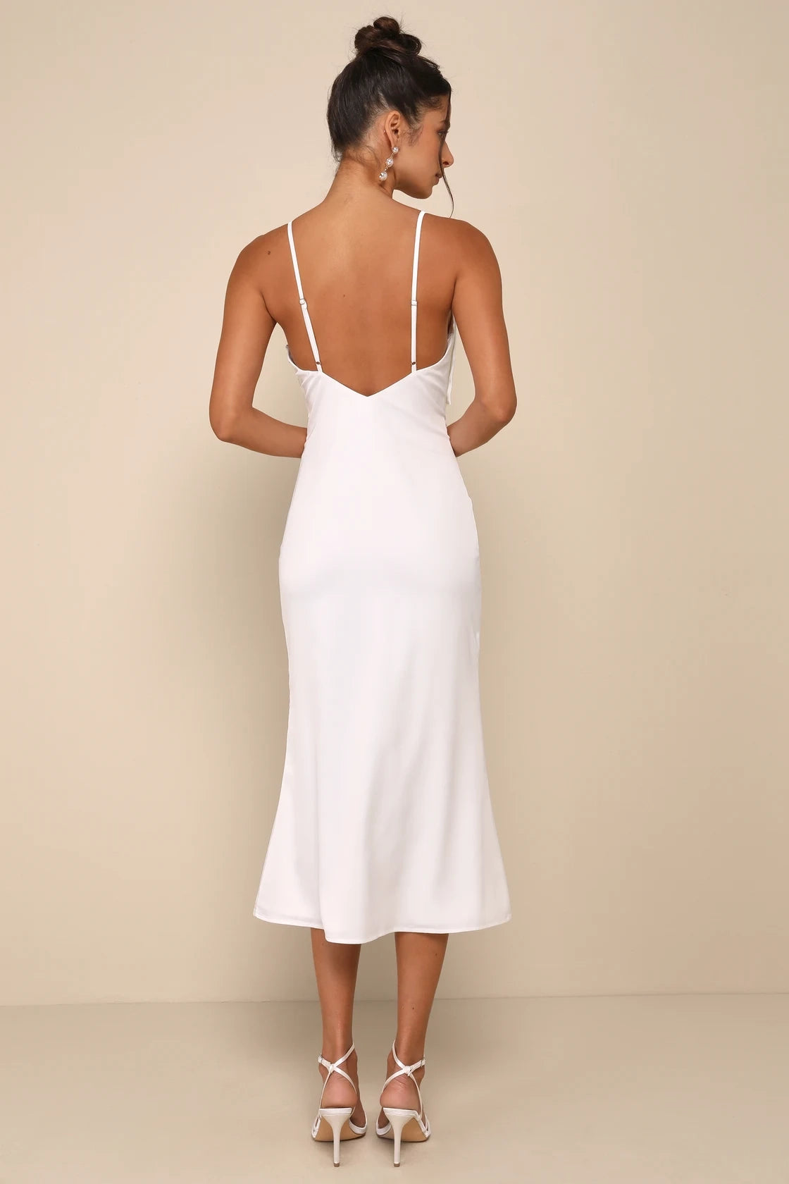 OKBBN luxurious smooth satin sleeveless bow mid length Homecoming Dresses