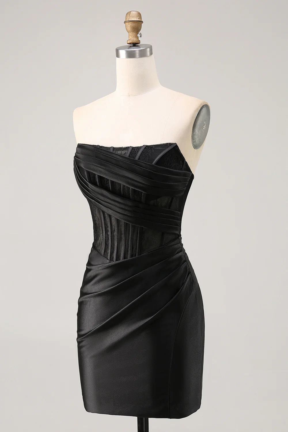 OKBBN off shoulder satin tight corset with pleated detailing Homecoming Dresses