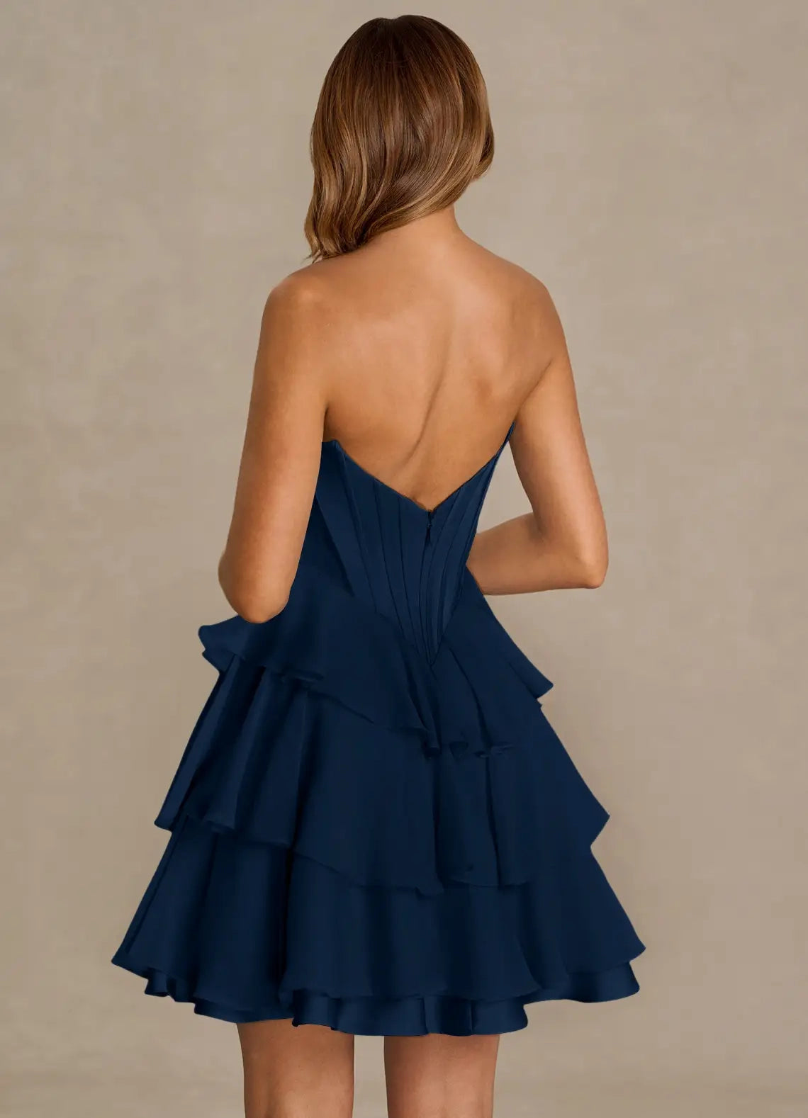 OKBBN romantic and exquisite heart-shaped lace upper corset style with ruffled edges and layered back straps Homecoming Dresses