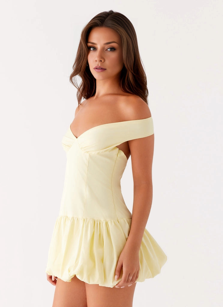 OKBBN romantic and playful off shoulder mini pleated V-neck Prom Dresses