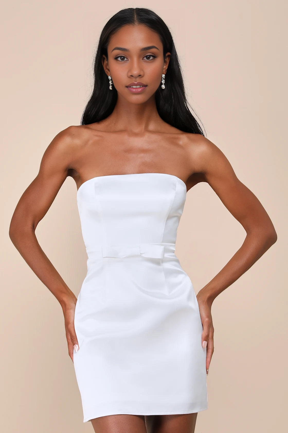 OKBBN satin off shoulder bow mini tight corset waist tight A-line Homecoming Dresses