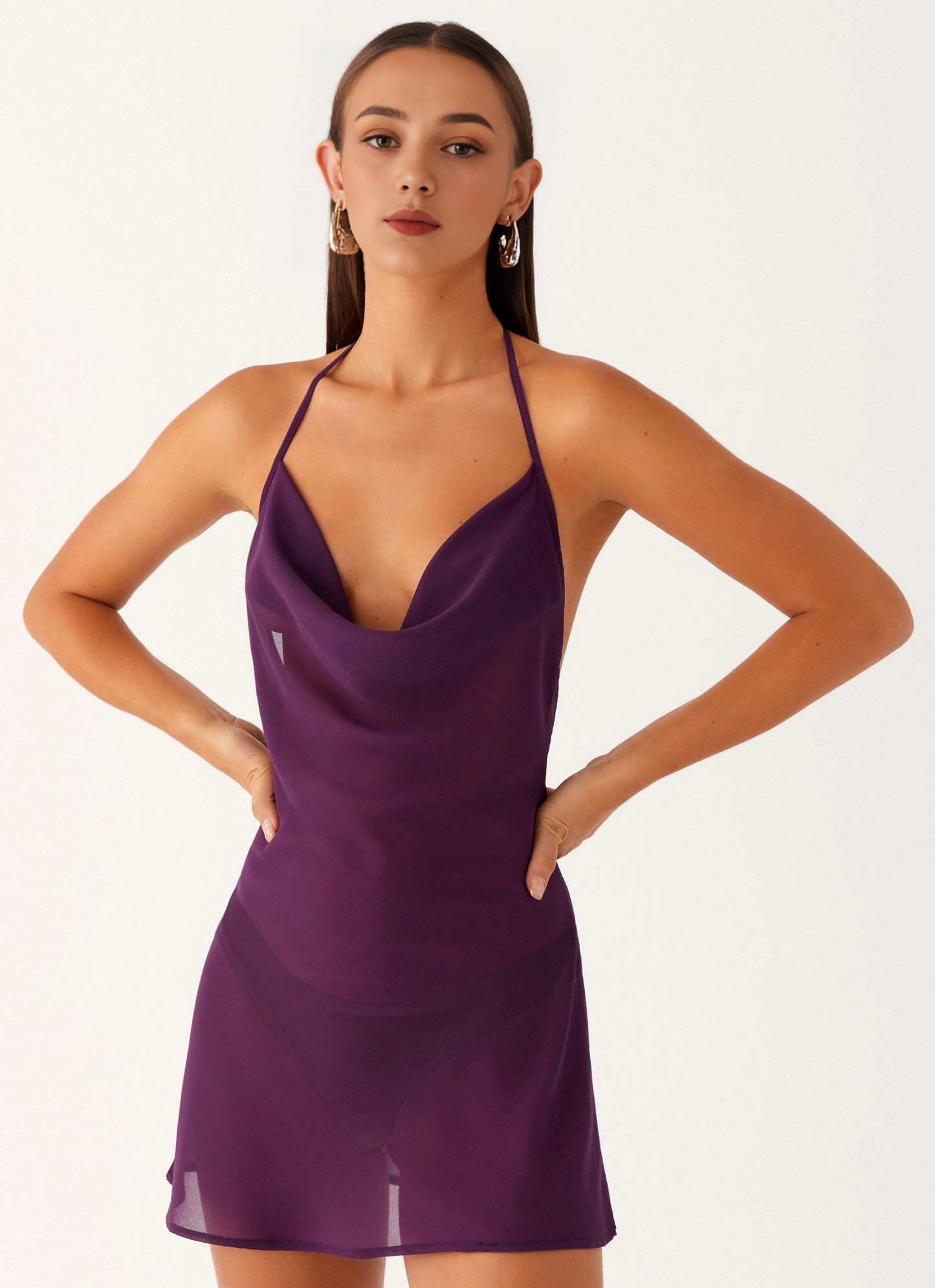 OKBBN sexy bold chic front low neckline, back low neckline and slim neck strap Prom Dresses