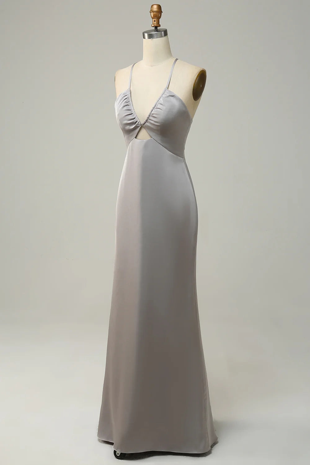 OKBBN sexy hollow out sleeveless slim fit slim shoulder strap shiny satin Bridesmaid Dresses