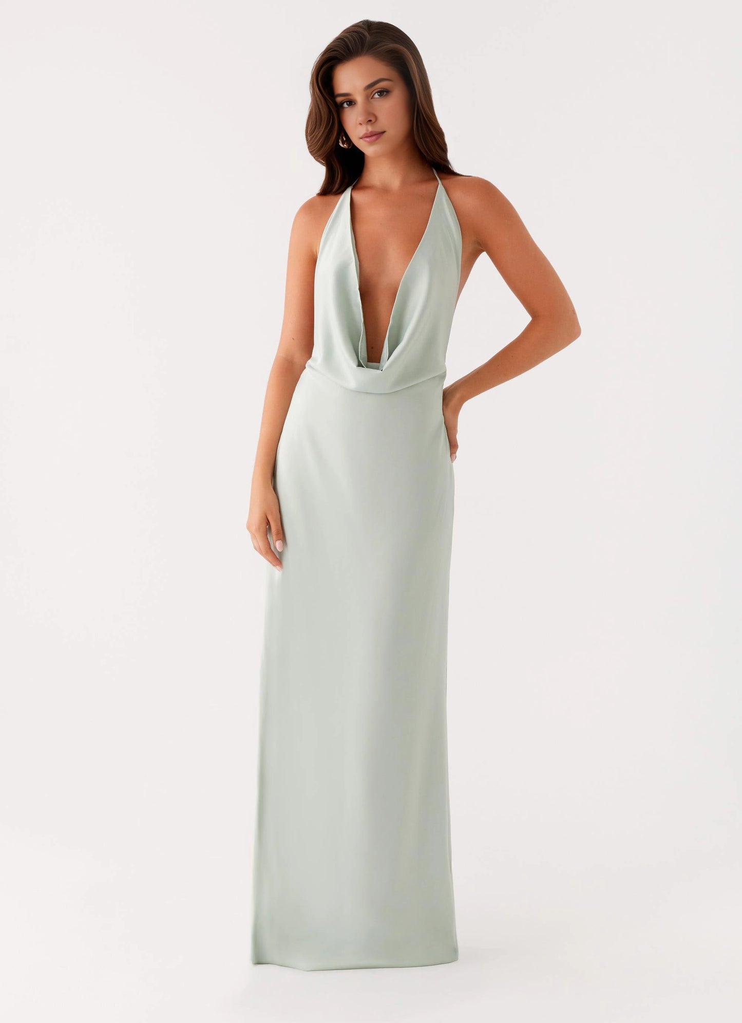 OKBBN sexy low back silhouette, elegant drape, deep drape, Prom Dresses