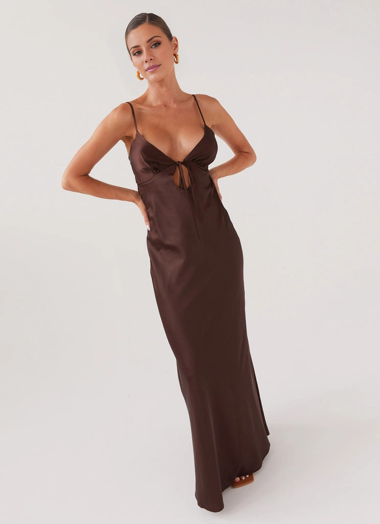 OKBBN silky simple and charming silhouette satin thin shoulder straps Prom Dresses
