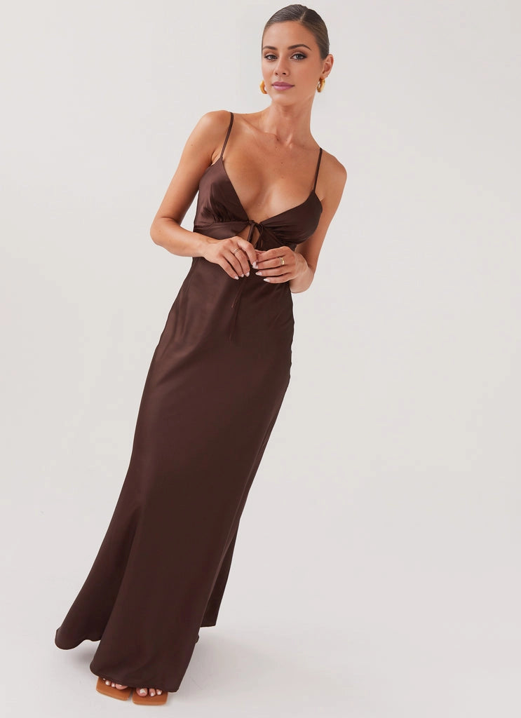OKBBN silky simple and charming silhouette satin thin shoulder straps Prom Dresses