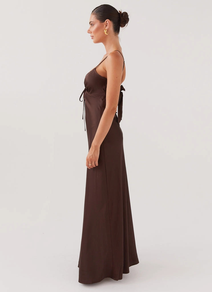 OKBBN silky simple and charming silhouette satin thin shoulder straps Prom Dresses