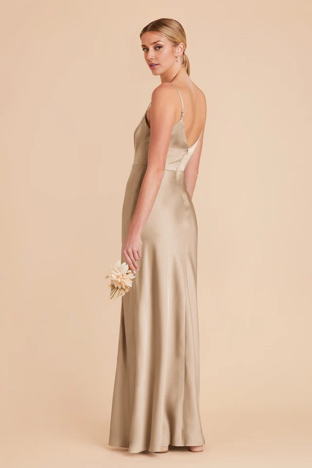OKBBN sweet and sexy V-neck slim shoulder strap slit chic full lining and floor Prom Dresses