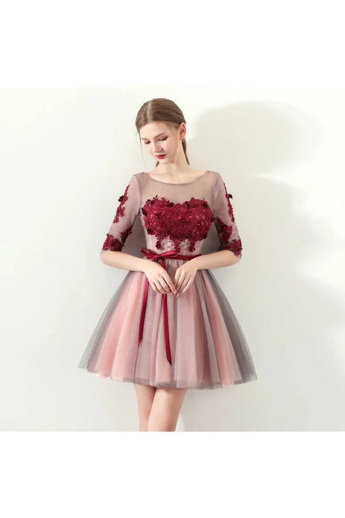 Sexy Off Shoulder A-line Half Sleeves Back to School Party Dress Short