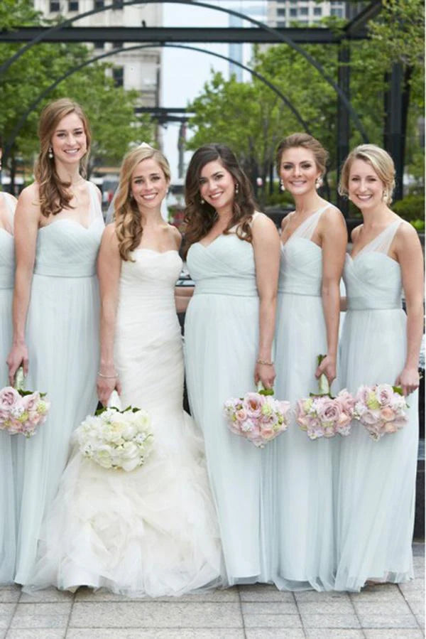 Elegant and fashionable one shoulder chiffon A-line sweet bridesmaid dress