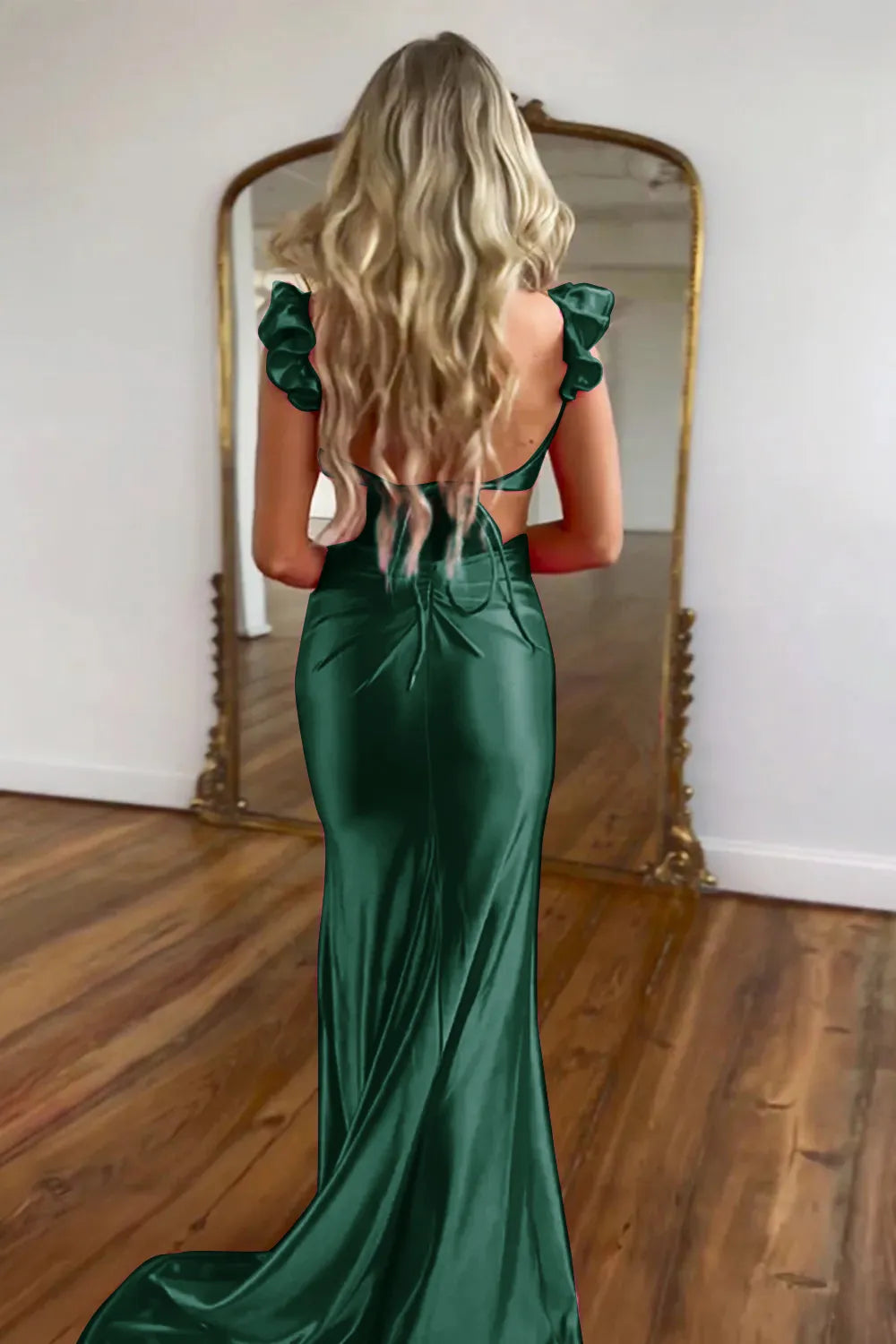 Cute hot pink mermaid waist long satin ball dress