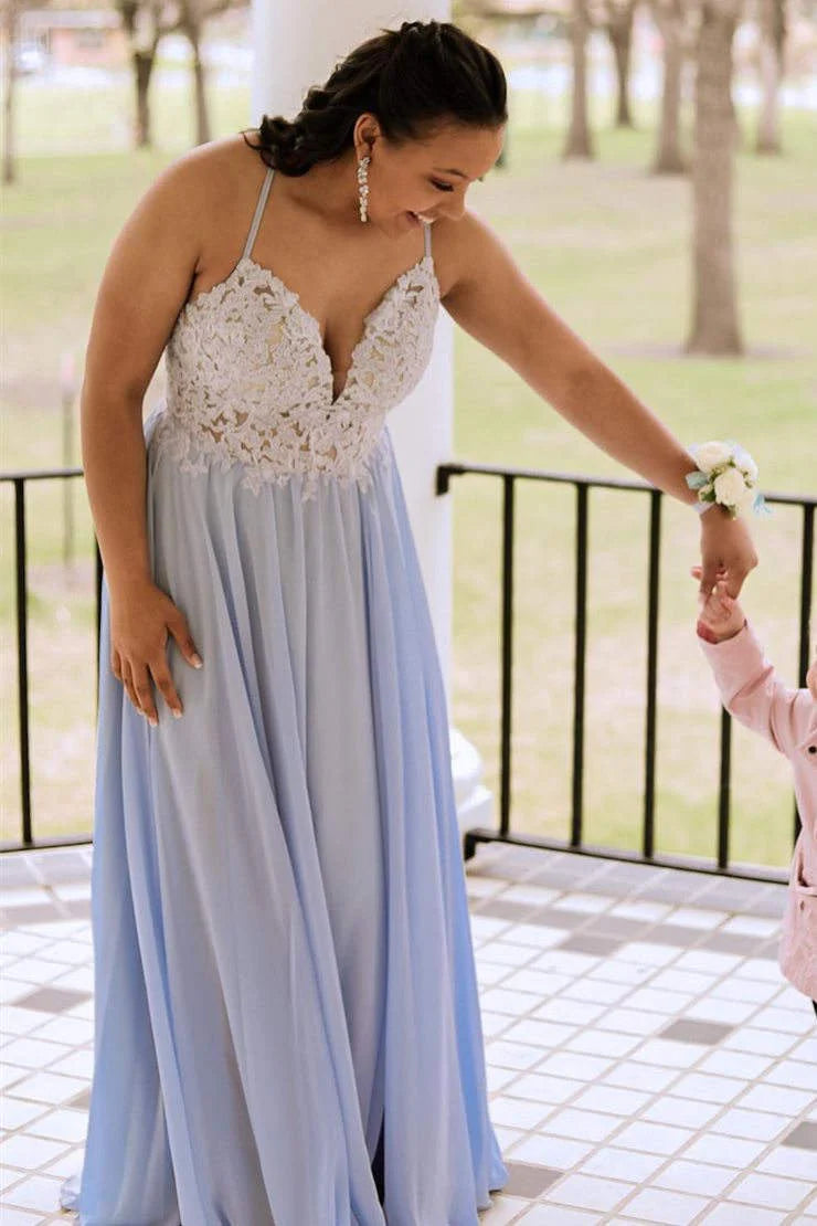 Plus size sexy and elegant A-line spaghetti strap chiffon ball dress