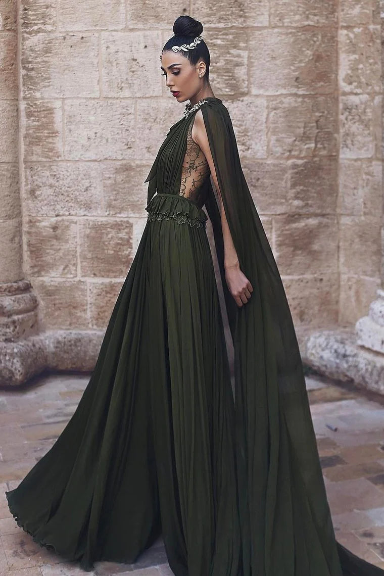 Elegant and noble dance dress with A-line chiffon beads