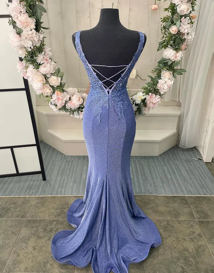 Premium Purple Elegant V-neck Flip Neck Long Ball Dress
