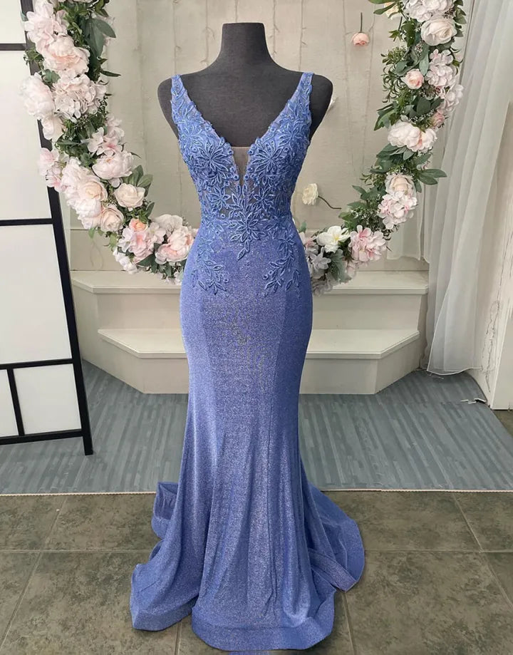 Premium Purple Elegant V-neck Flip Neck Long Ball Dress