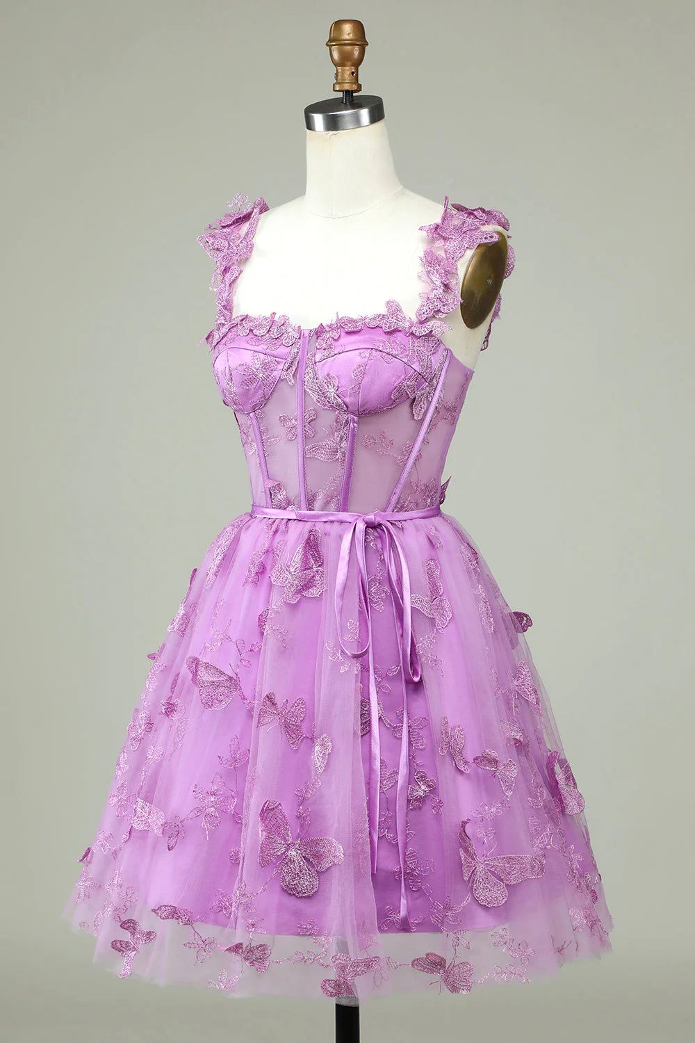 A Line Corset Short Homecoming Dress with Appliques