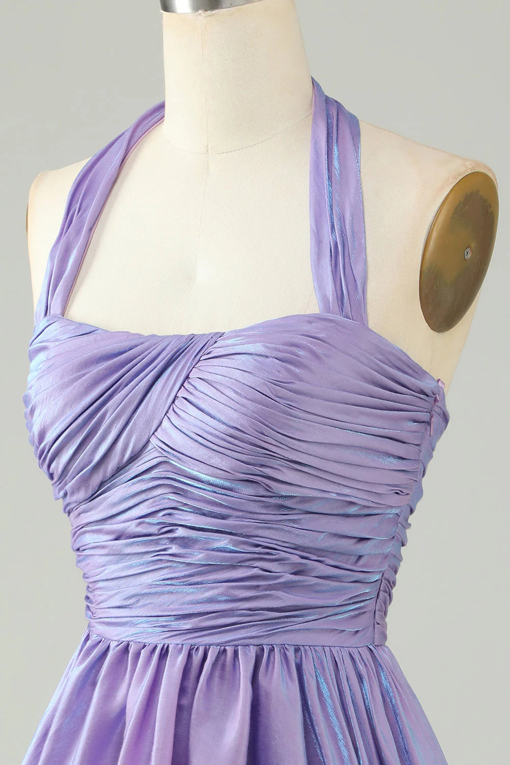Purple Halter Open Back Sleeveless Short Homecoming Dress