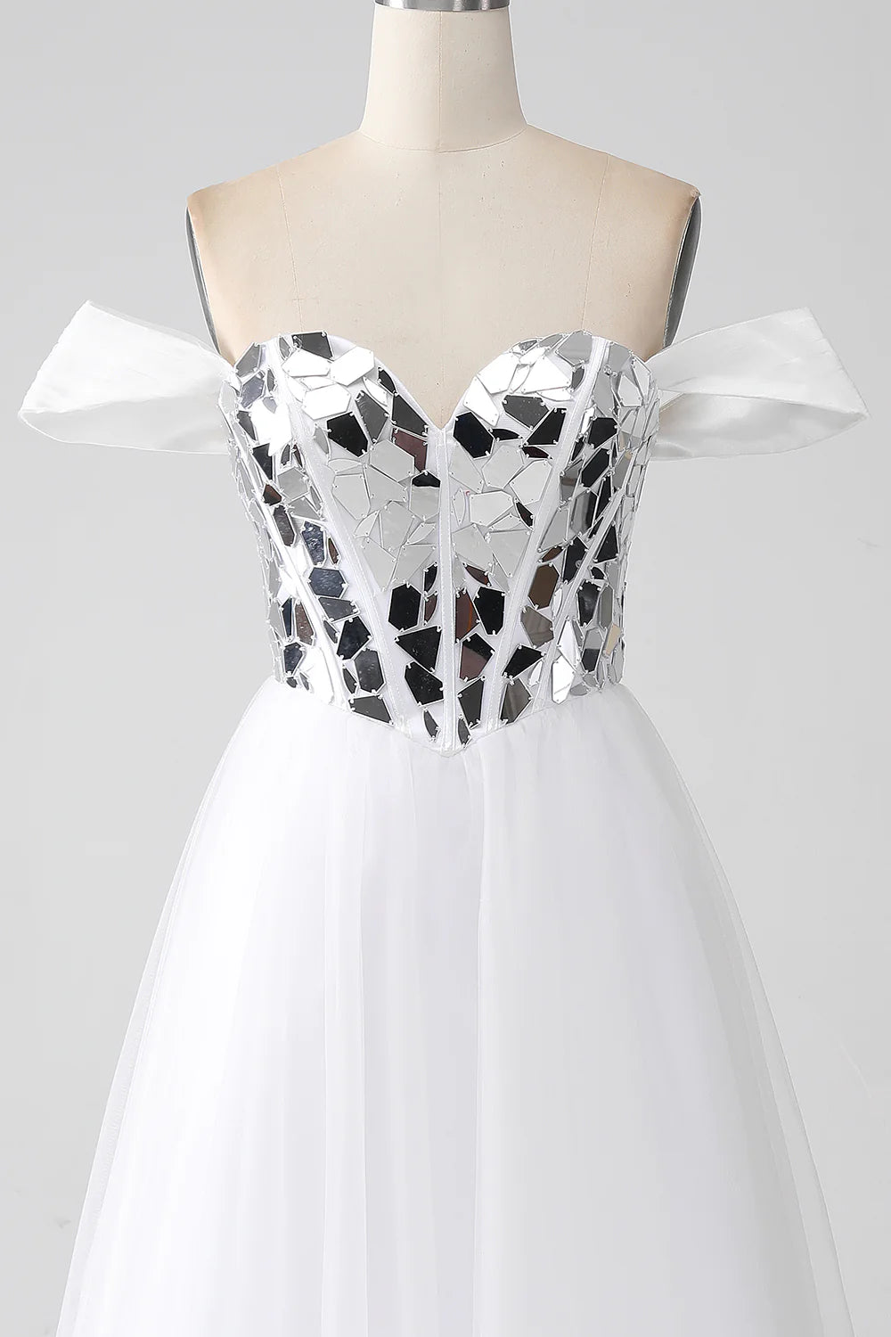 White A-line sexy off shoulder long Corset ball dressWhite A-line sexy off shoulder long Corset ball dress