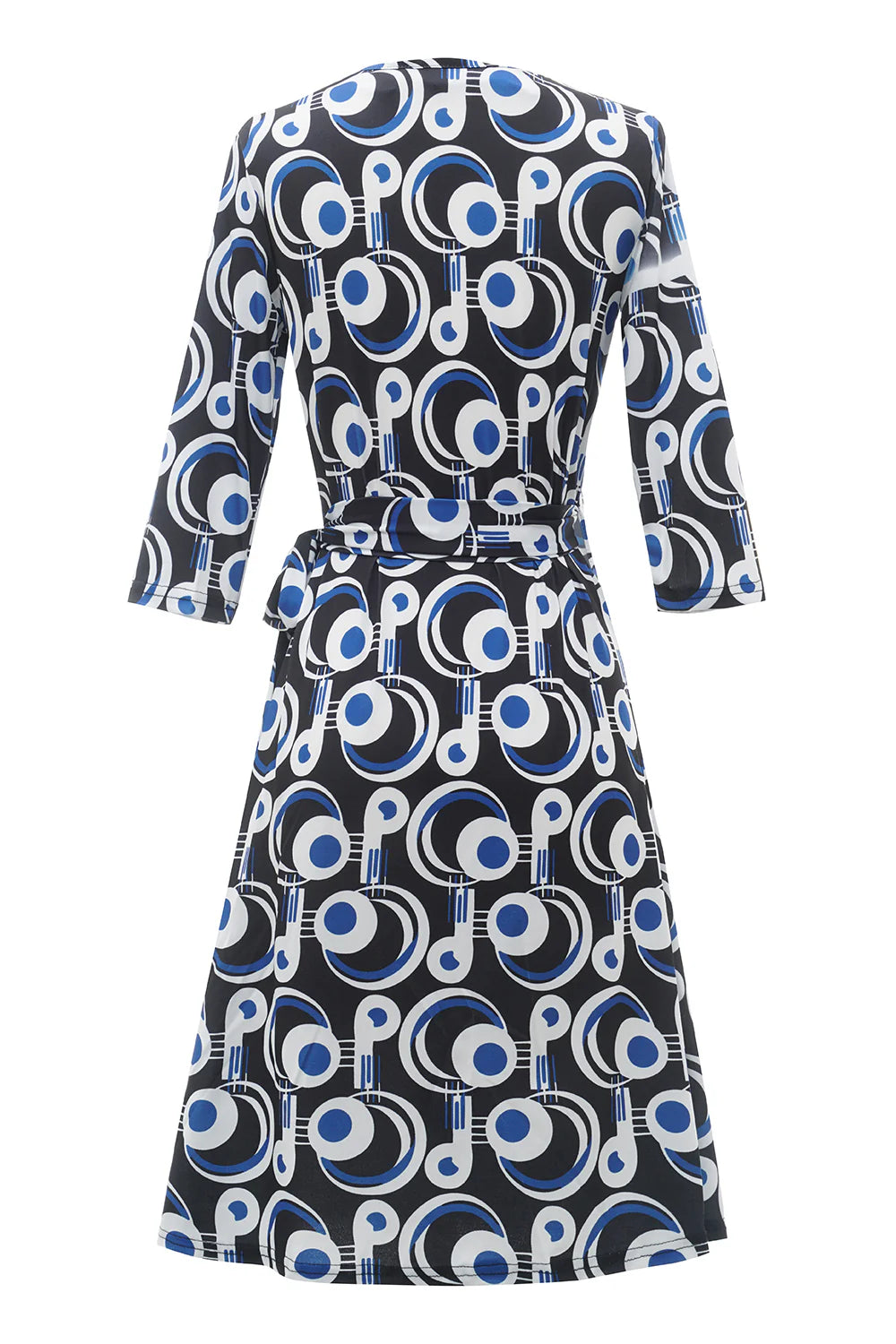 Elegant Royal Blue Geometric Printed Wedding Dress
