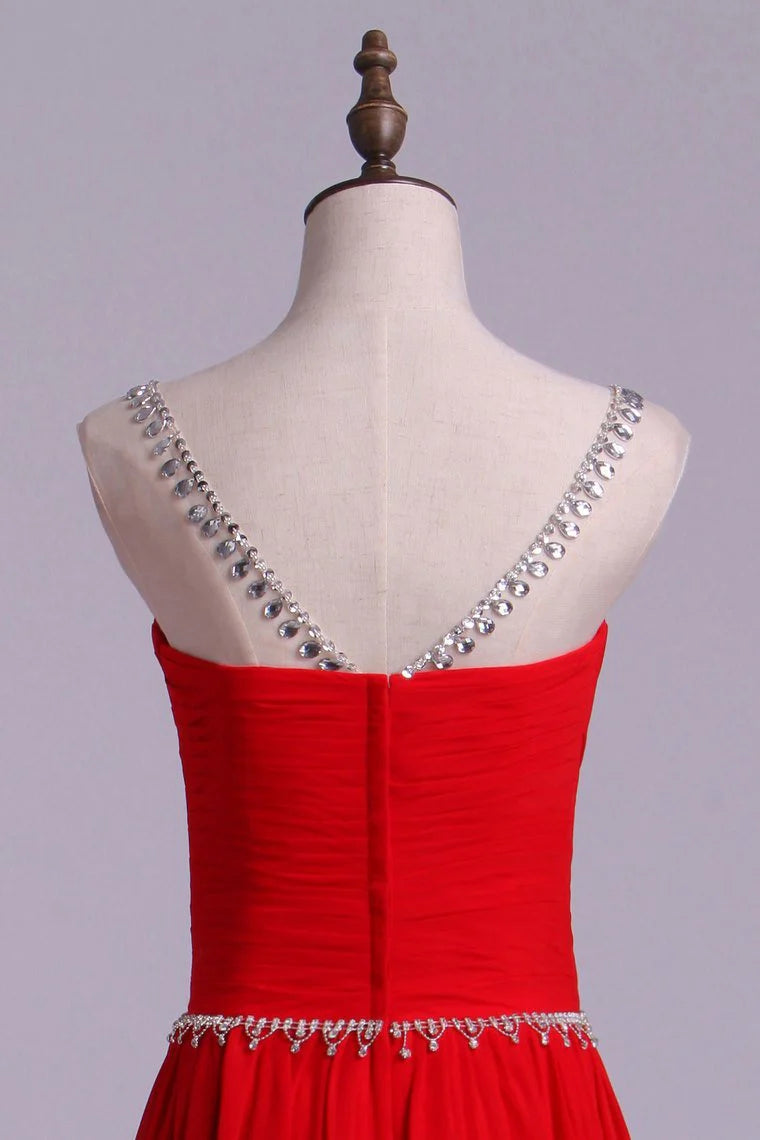 Elegant beautiful and noble dress with A-line chiffon beads and ruffled edges