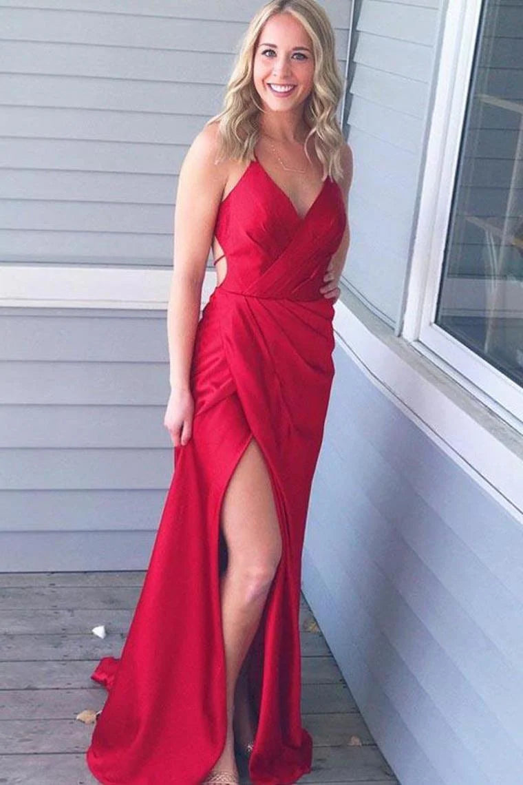 Sexy elegant Ed backless long simple V-lead dress