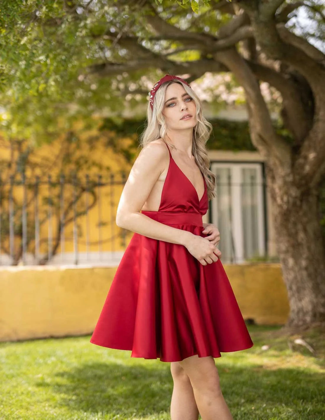 Short Mini Cocktail Dress Red Back to School Party Festival Cute Dress
