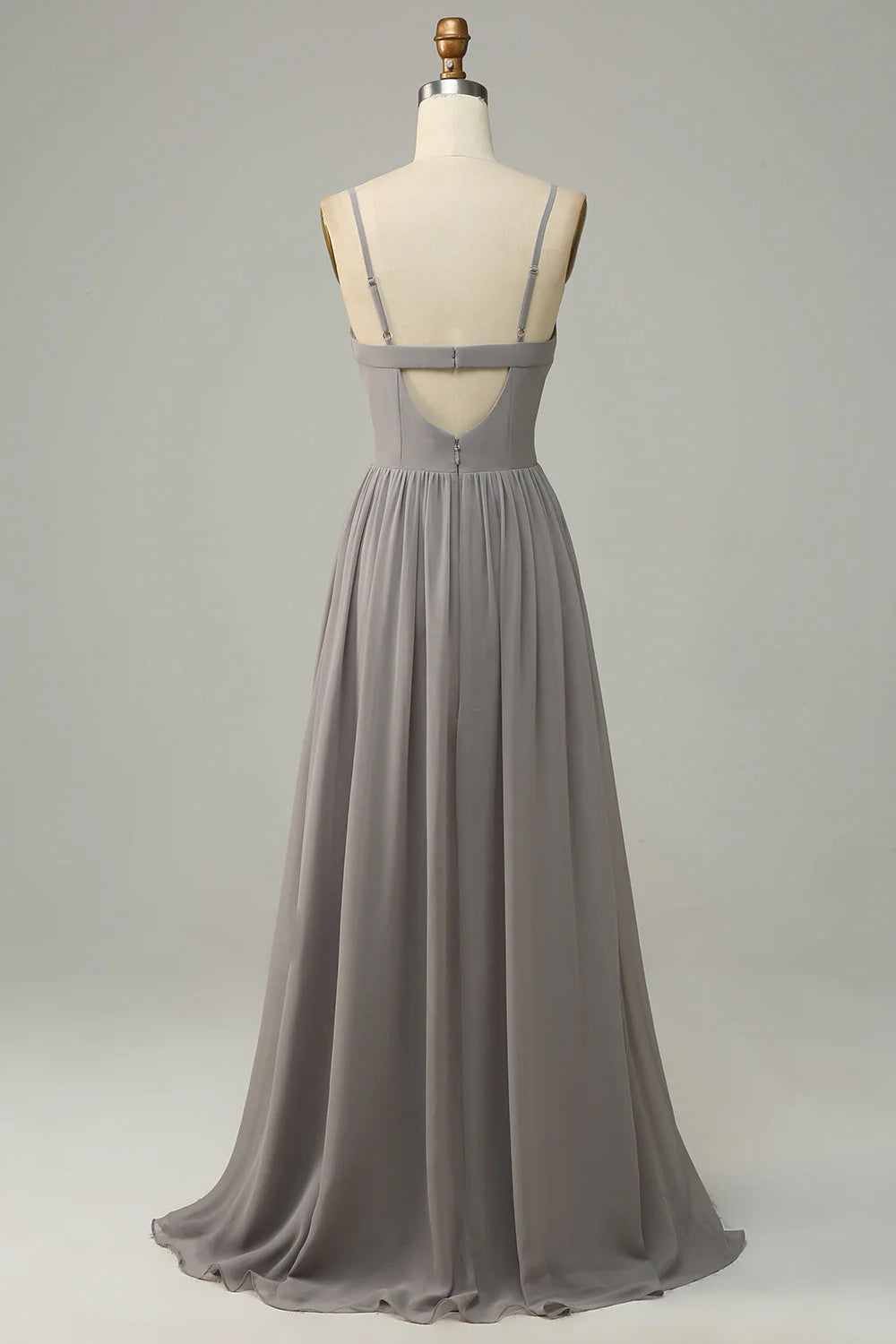 A Line Spaghetti Straps Long Bridesmaid Dress With Slit