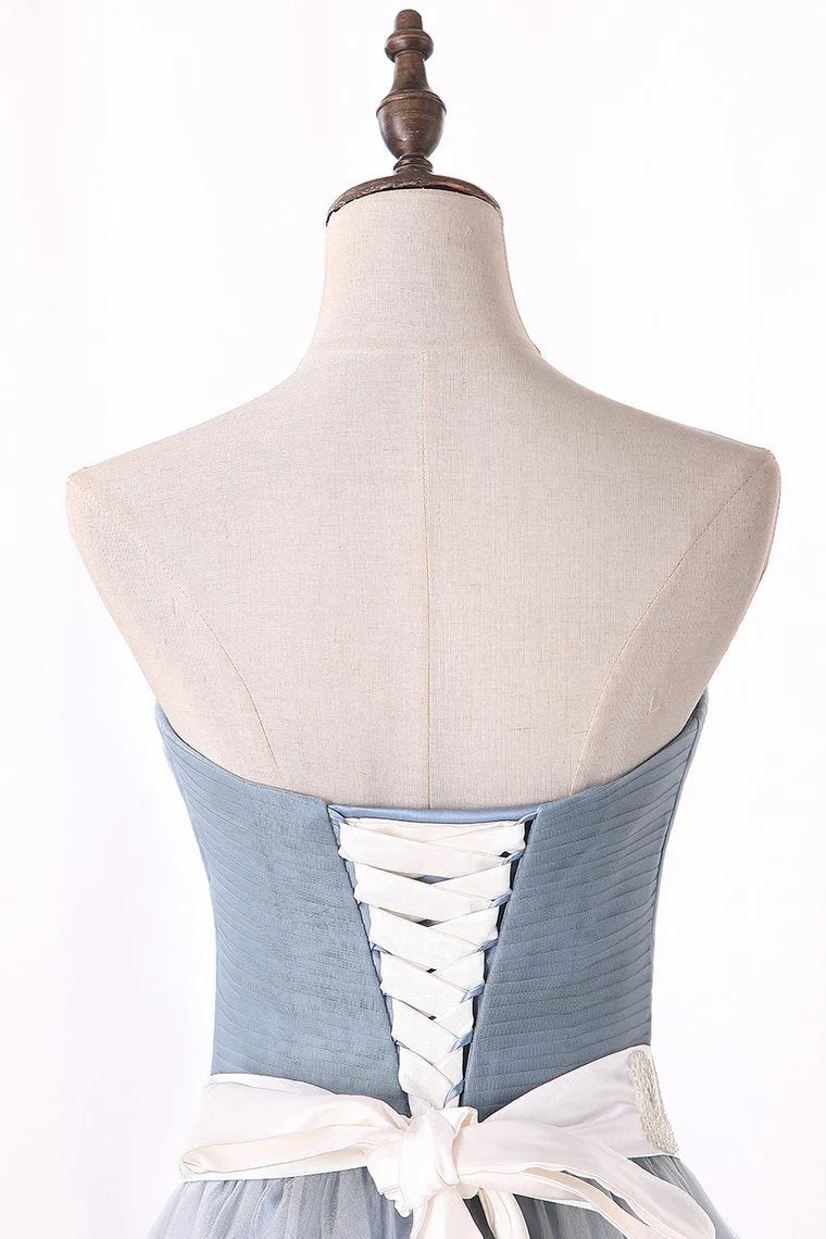 Minimalist A-line sheer dance dress with belt and tea length