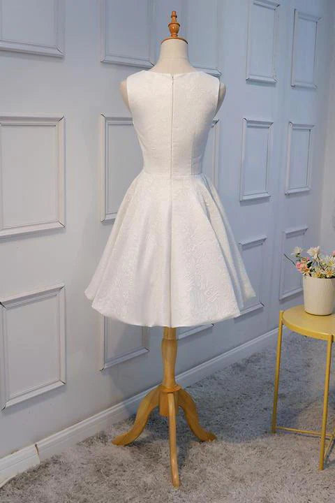 Simple Embroidered Youth Lace Back to School Short Dress