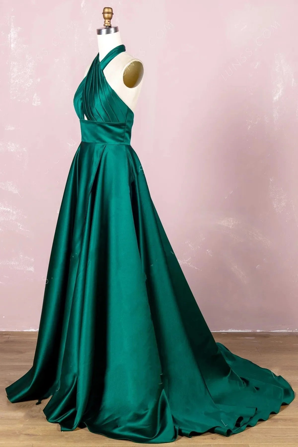 Simple ribbon satin long cardigan evening gown