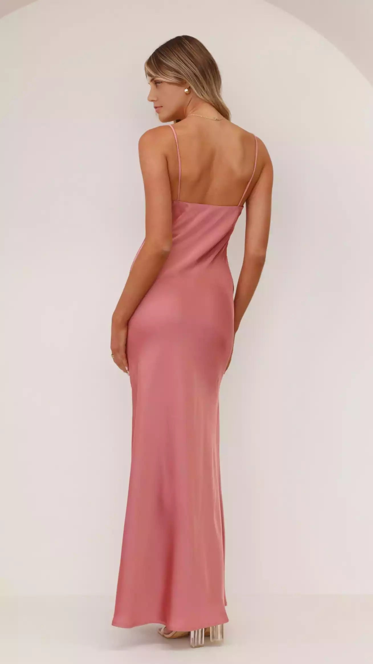Simple deep V-neck ultra-fine elastic shoulder strap with hidden side zipper, shining Prom Dresses