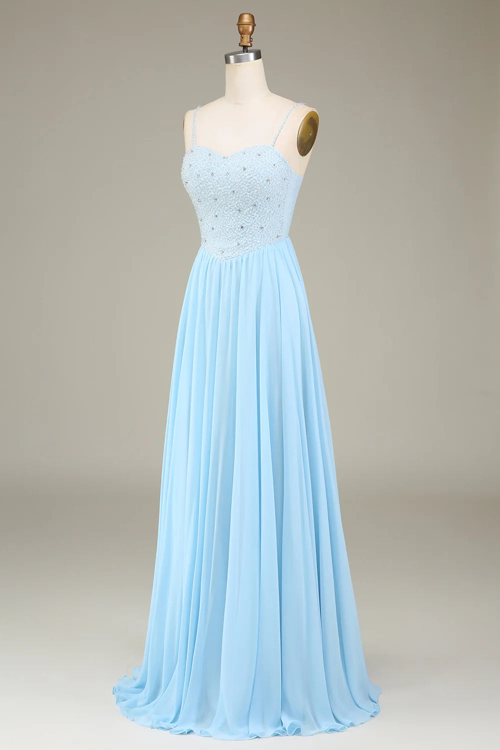 A-Line Chiffon Long Bridesmaid Dress With Beading