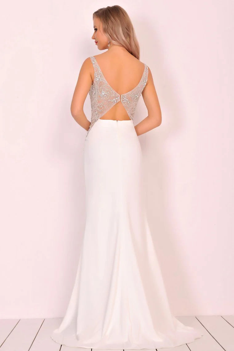 Hip wrapped mermaid tail with beaded rhinestones formal evening ball and cocktail dress