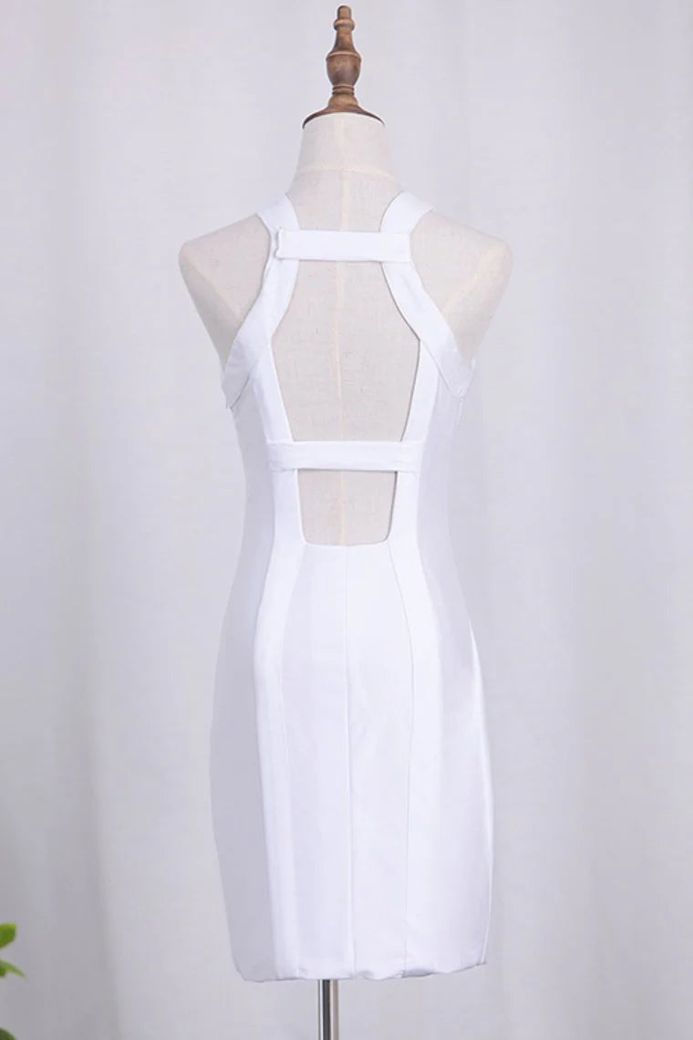 Elegant Shoulderless Luxury White Dress Backless Short/Mini Cover