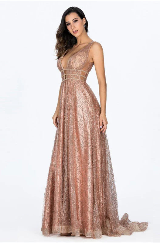 Sparkling Elegant Sexy A-line Empire Gold Ball Dress