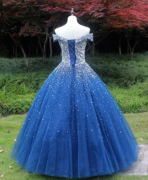 Sparkling and sexy off the shoulder ball dress, a fluffy sheer dress