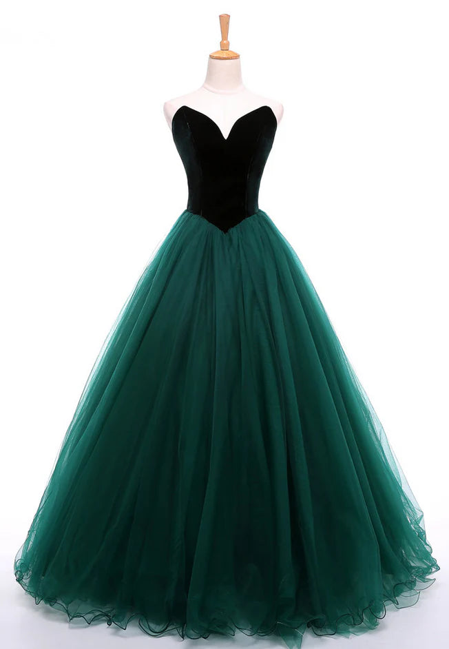 Sexy strapless A-line long V-neck sheer Burgundy sleeveless floor dance dress