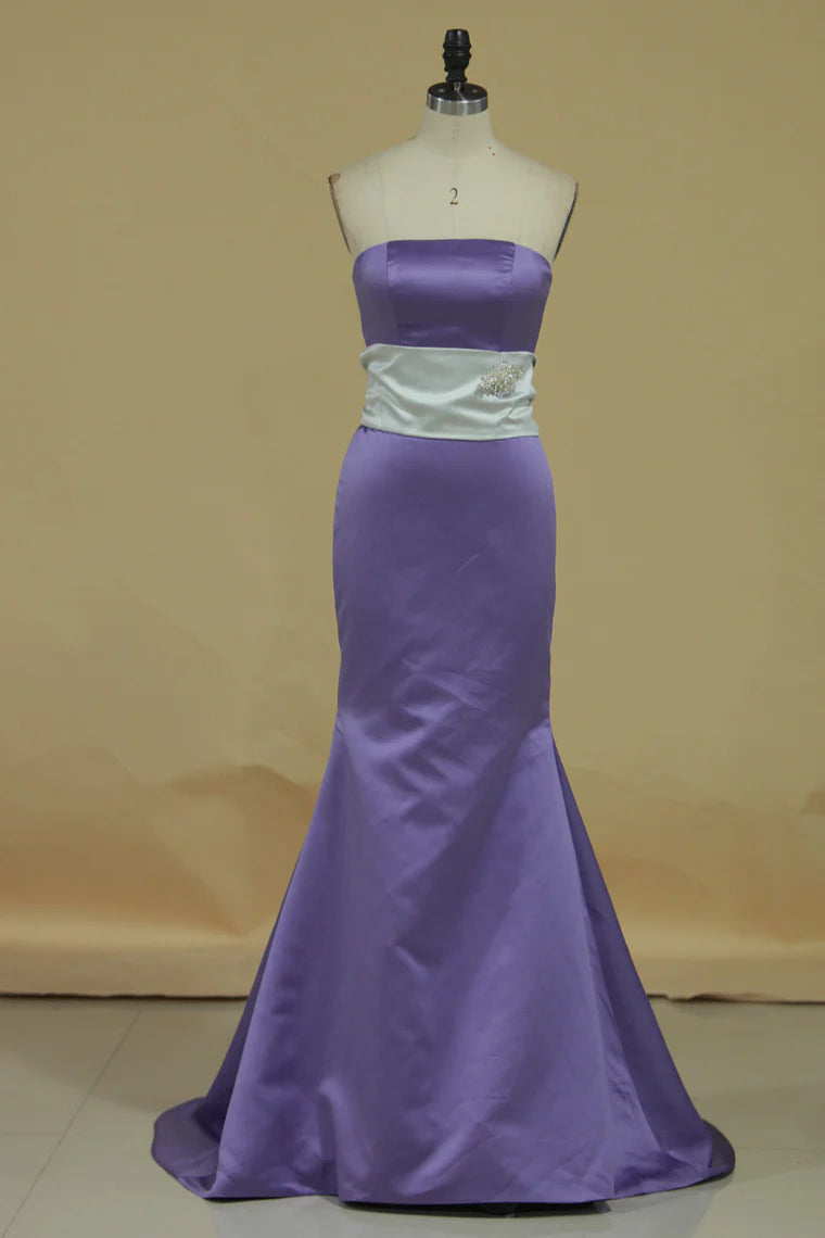 Sexy strapless mermaid bride dress with tassels