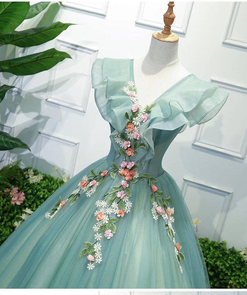 Amazing Off the Shoulder Ball Dress Tulle 3D Flower Ball Dress