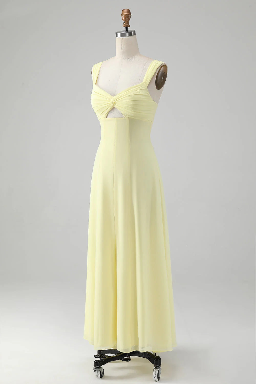 Stunning A-line square neck lock hole long bridesmaid dress