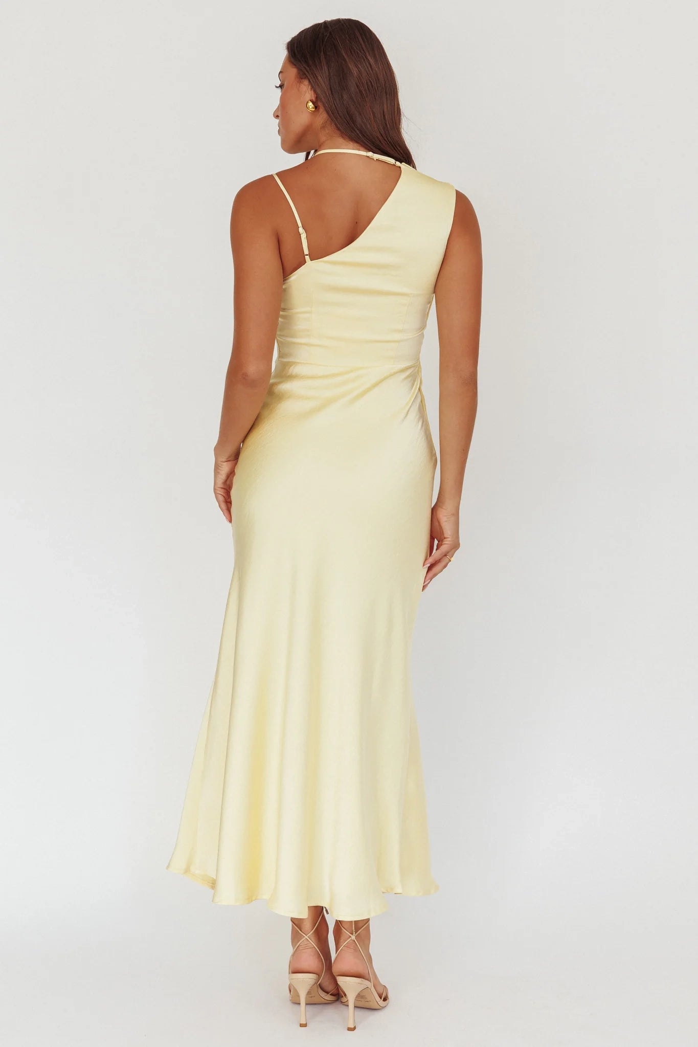 Stunning Adjustable Shoulder Straps Asymmetric Collar Scarf Details Bridesmaid Dress