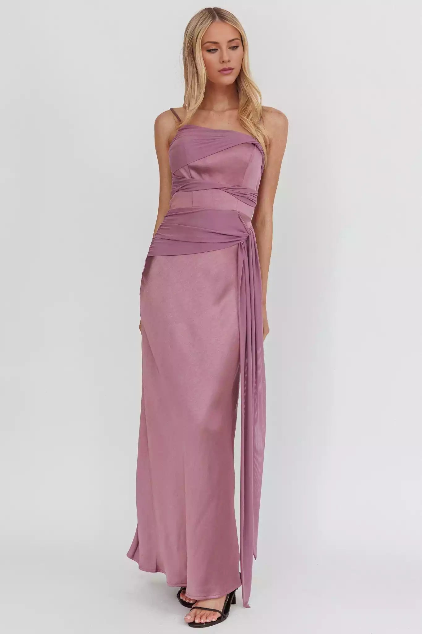 Stunning lining mesh details with knots at the waist and zippers at the back Bridesmaid Dresses